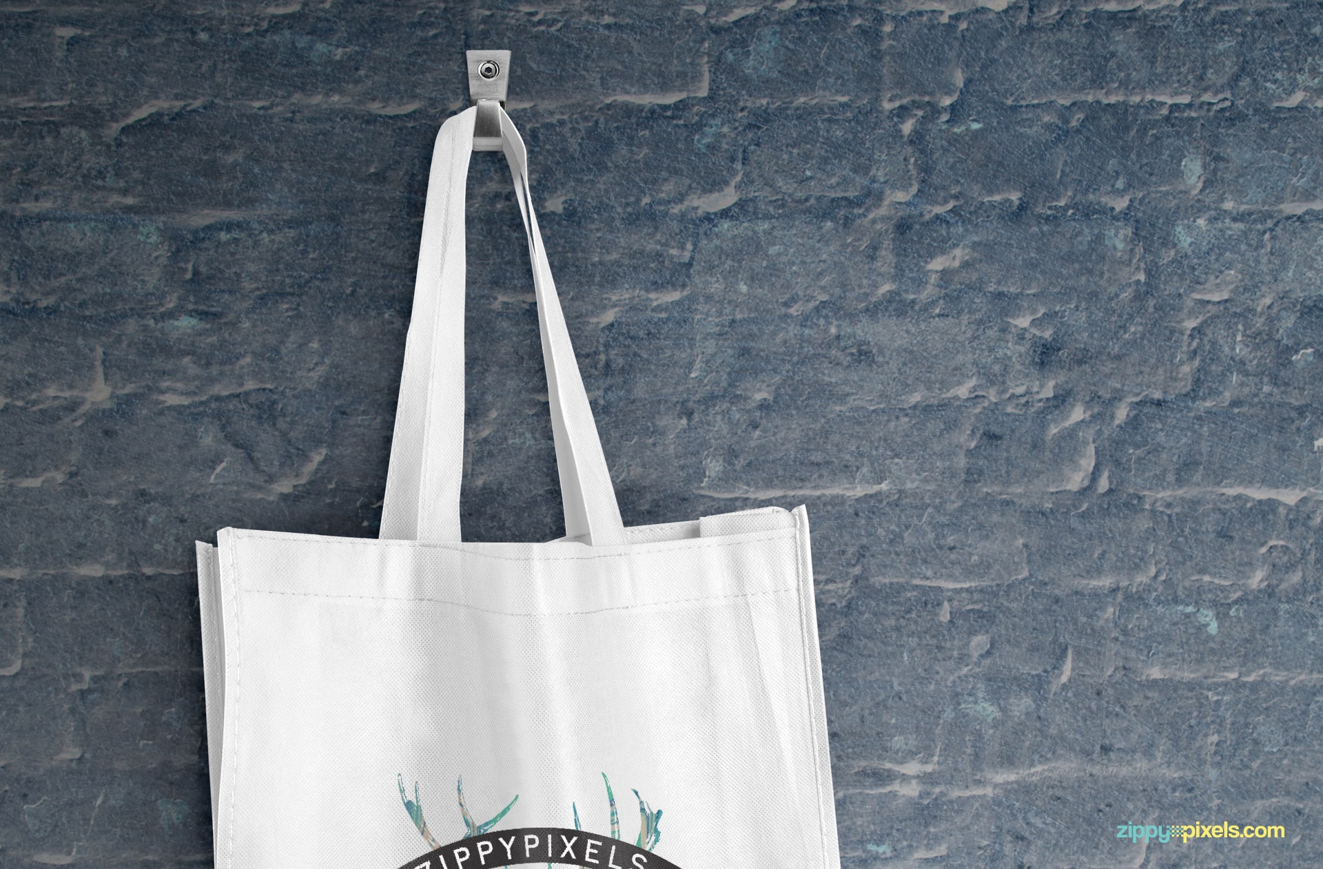 Close-up shot of hanging tote bag PSD mockup