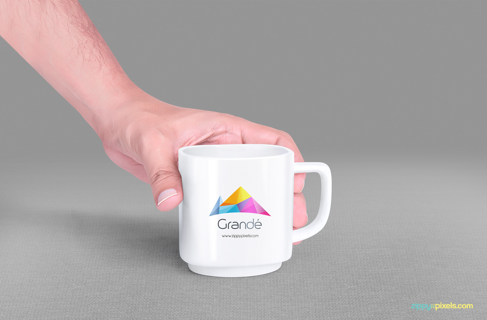 Free mug mock up with 7 handheld positions.