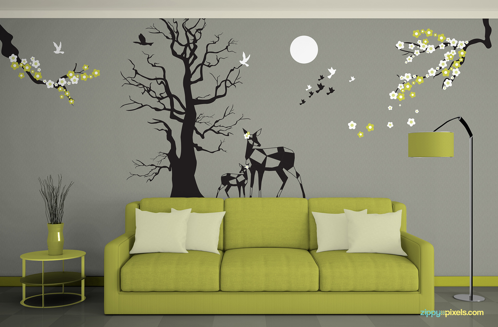 Free wall art mockup to showcase your wall designs