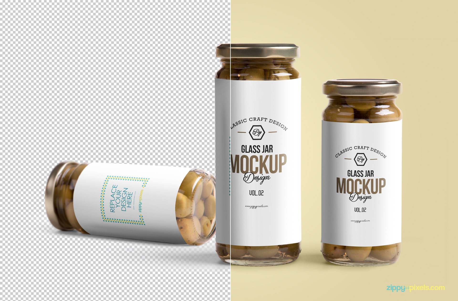 free high-resolution glass jar mockup