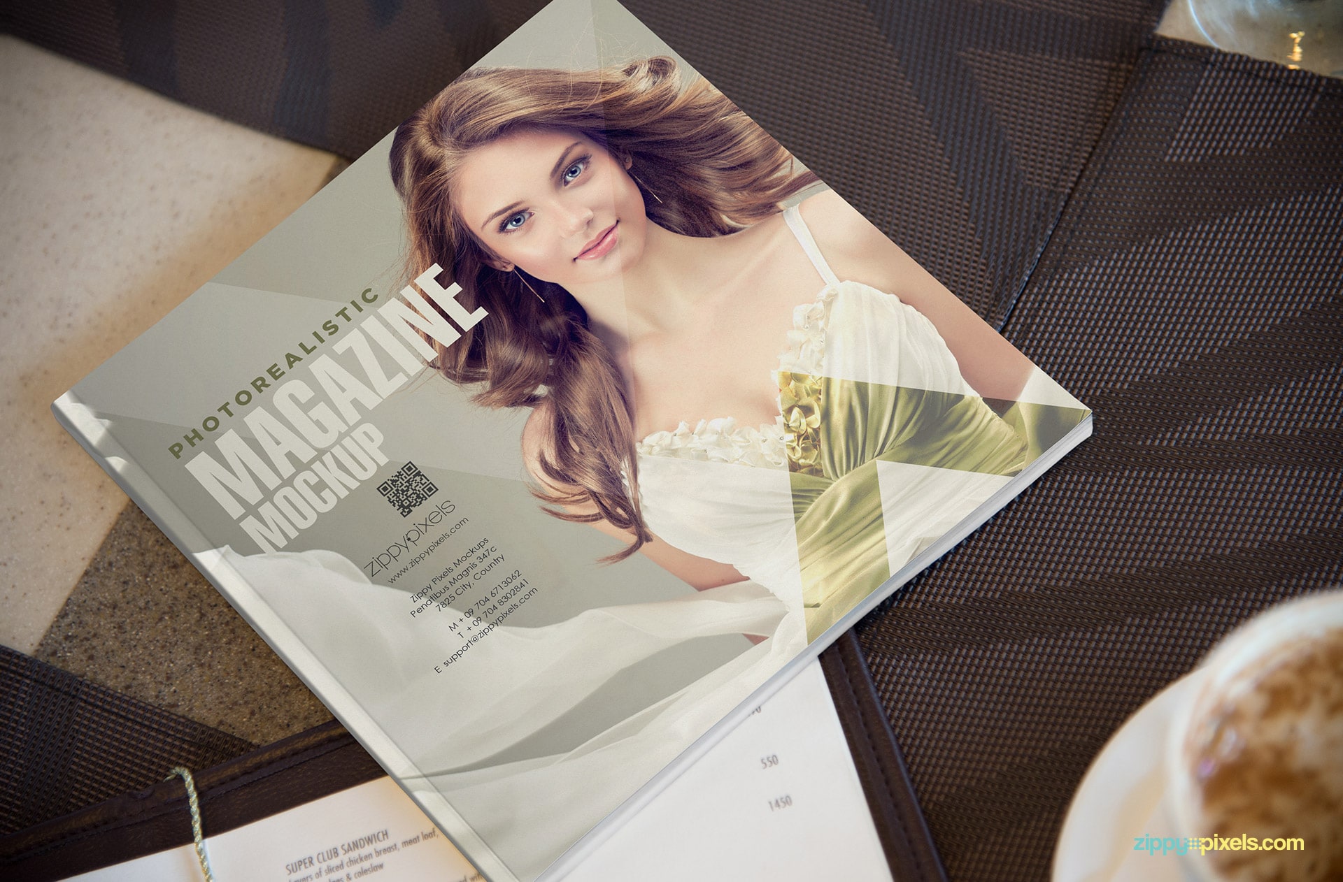 unique square shaped magazine mockup with gloss effect