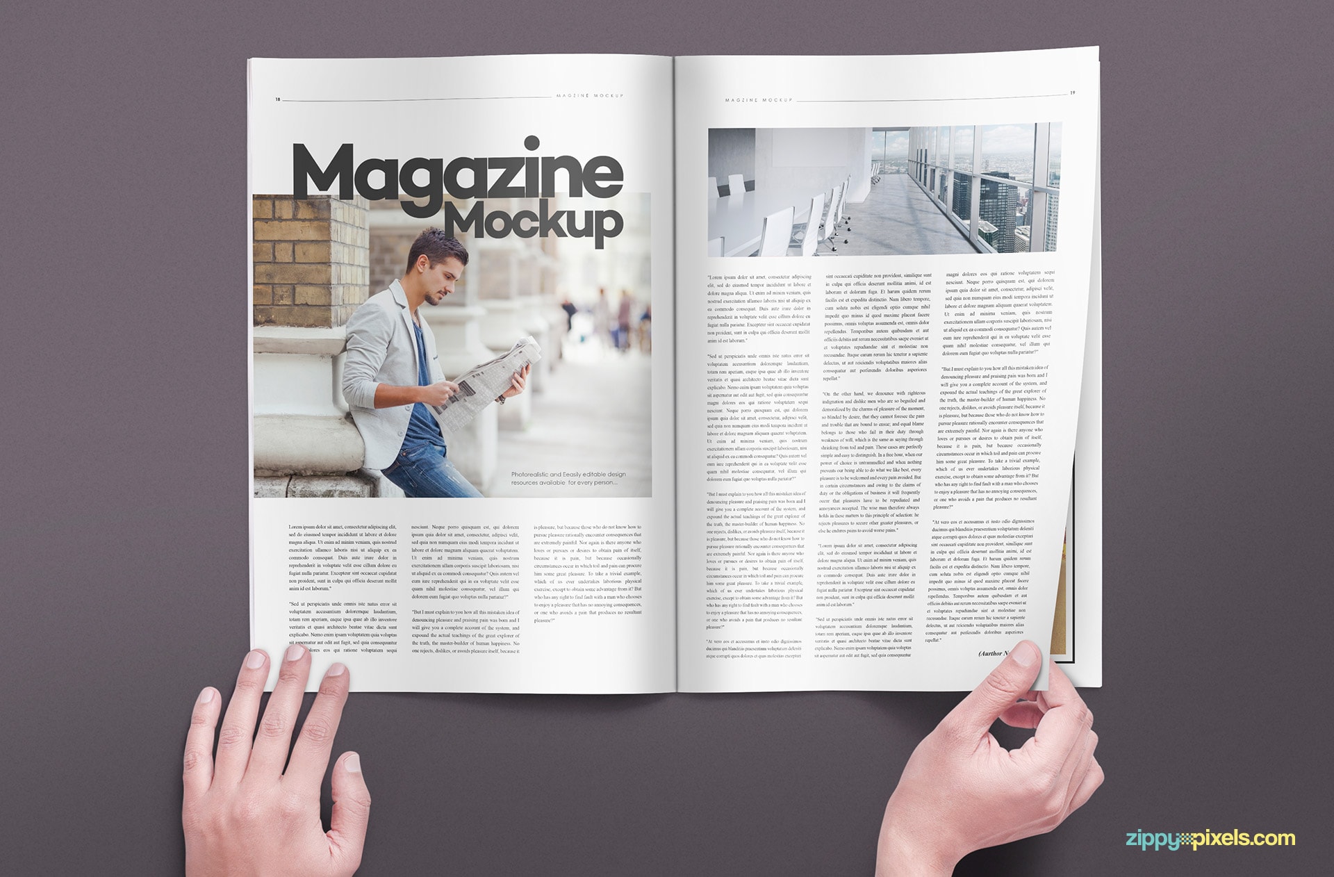 magazine psd mockups with handheld positions