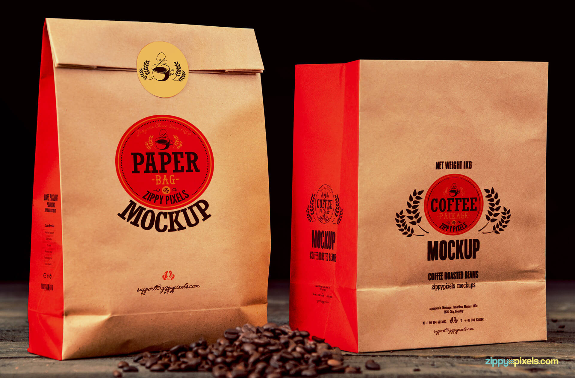 coffee paper bag logo mockups