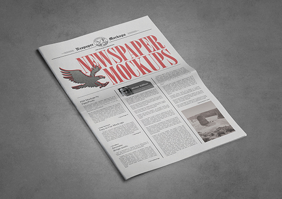 Vintage Style Newspaper PSD Advertisement Mockups Vol. 8 (Tabloid Size)