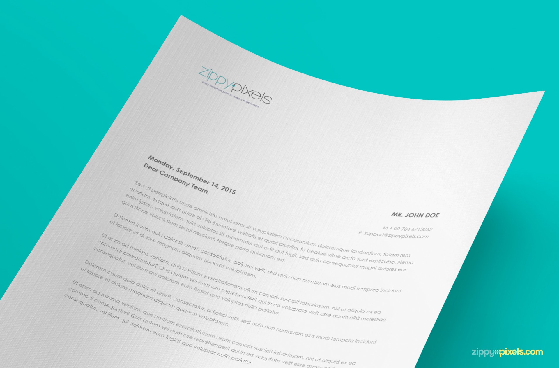 free a4 paper mock-up in curved view