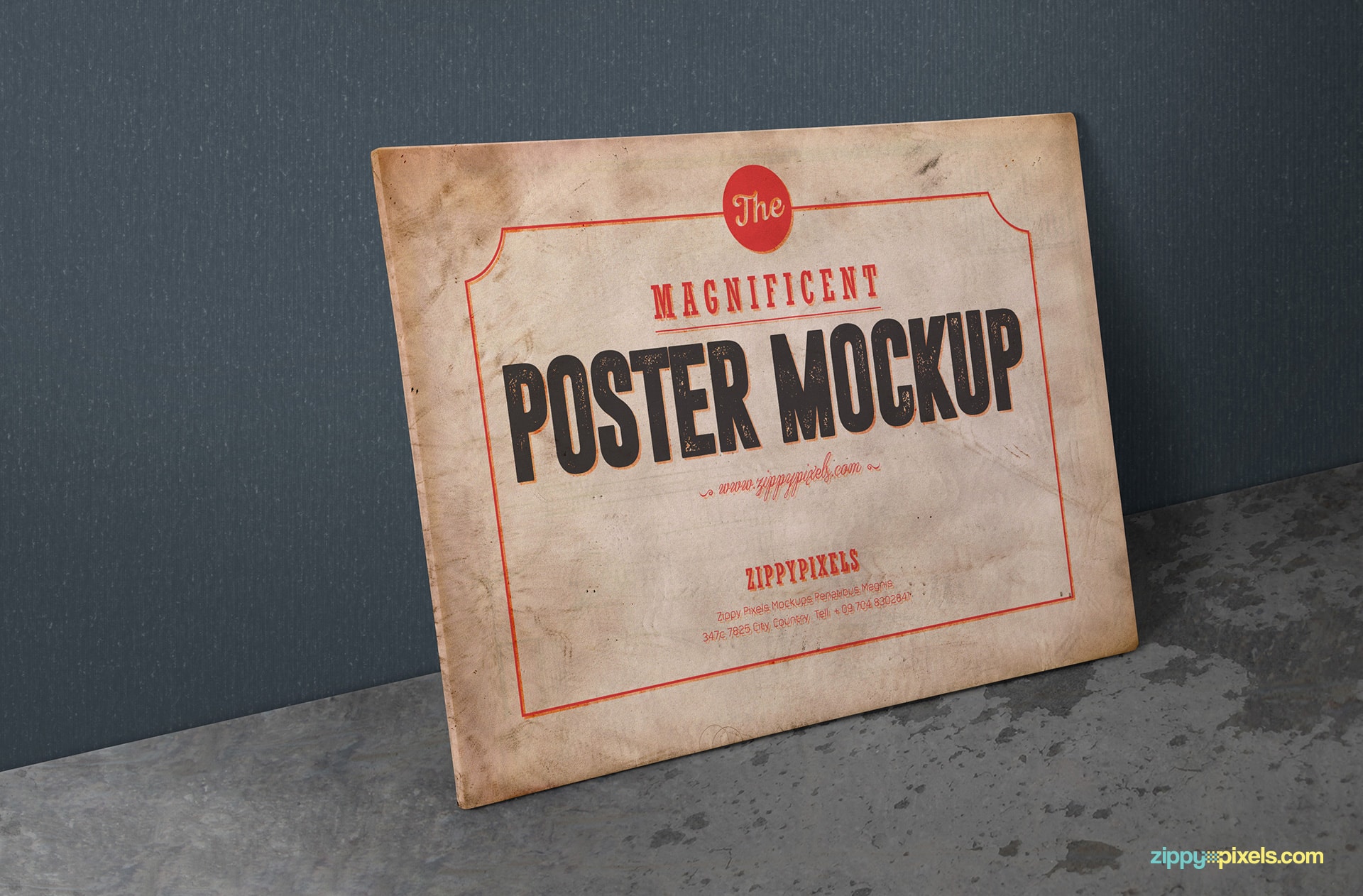 PSD poster mockup in landscape view