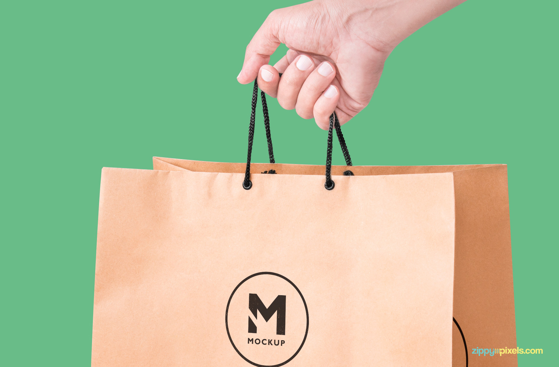 free handheld paper bag mock-up