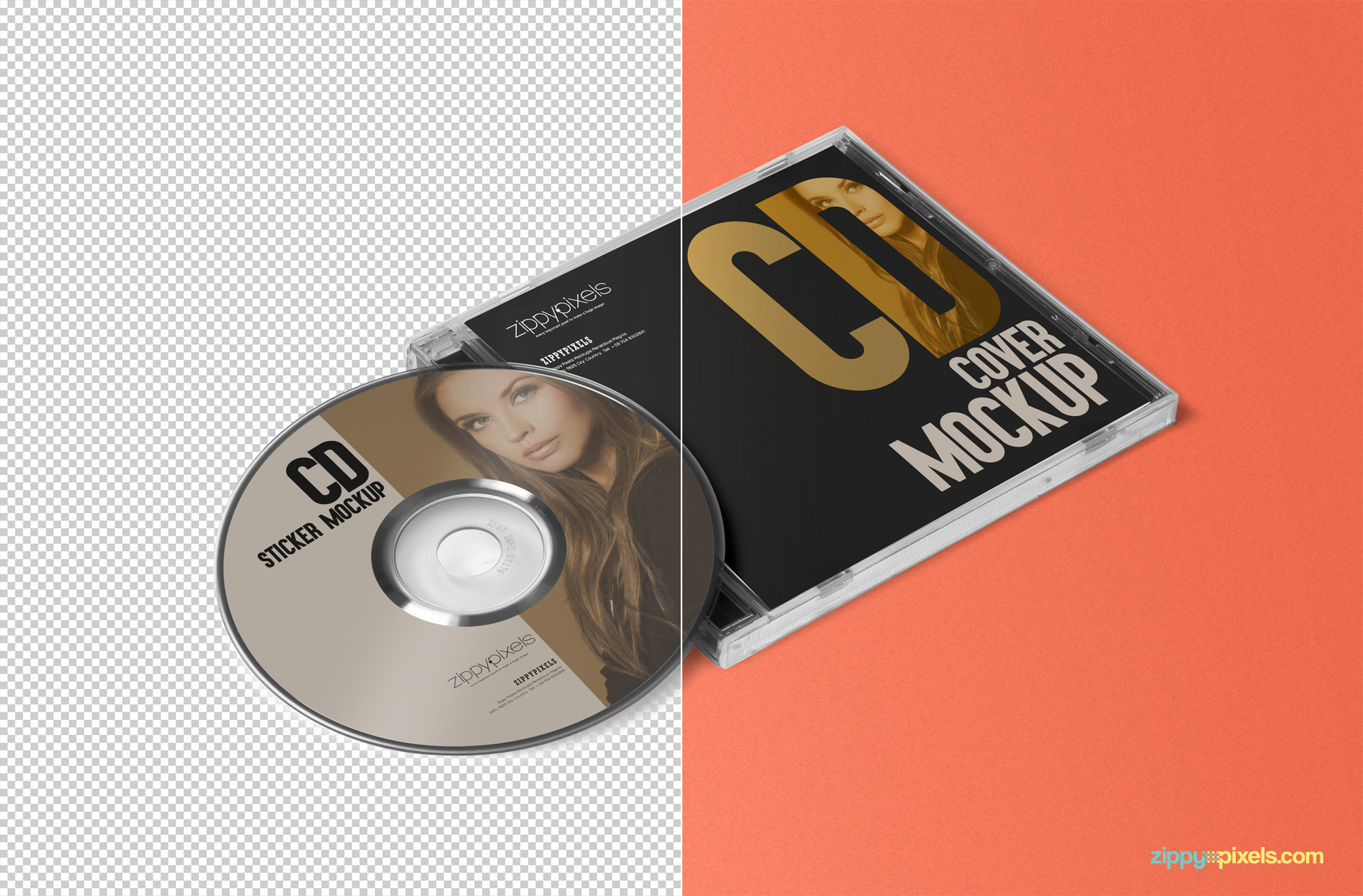 free CD + cover PSD mock-up for Adobe Photoshop