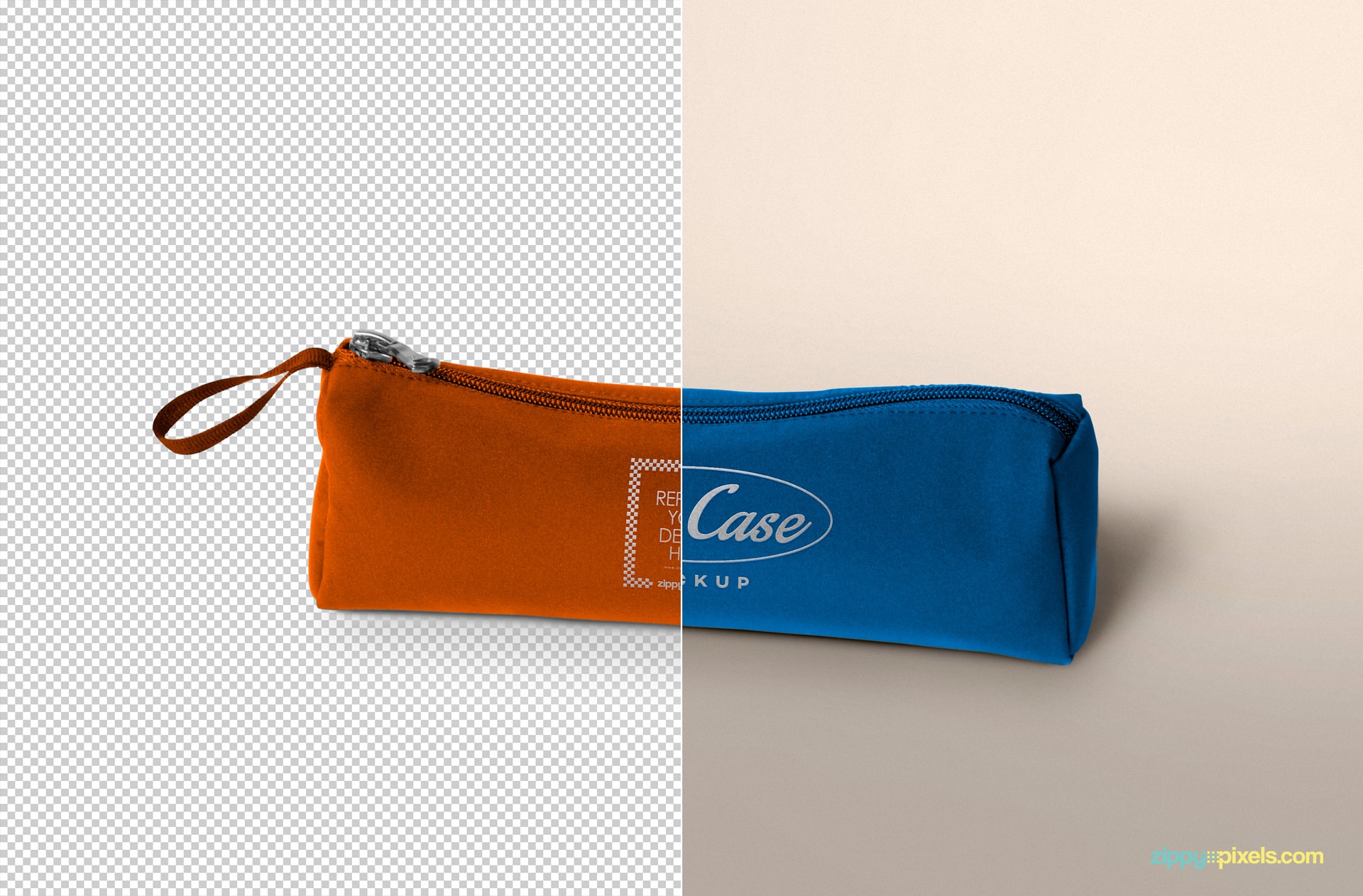 free realistic pencil case mock-up for presentation designs