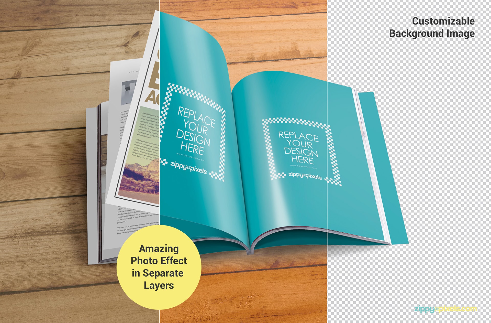 psd magazine cover mock-ups with customizable features