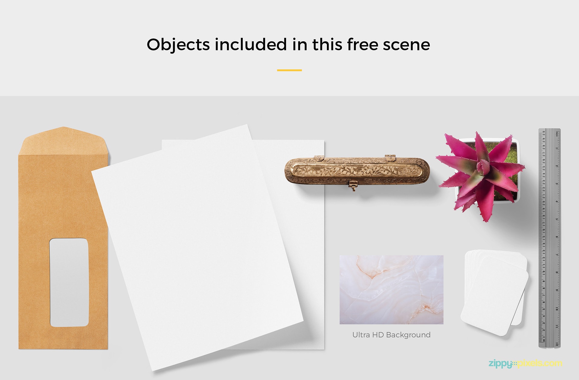 free mockup scene with 6 customizable objects