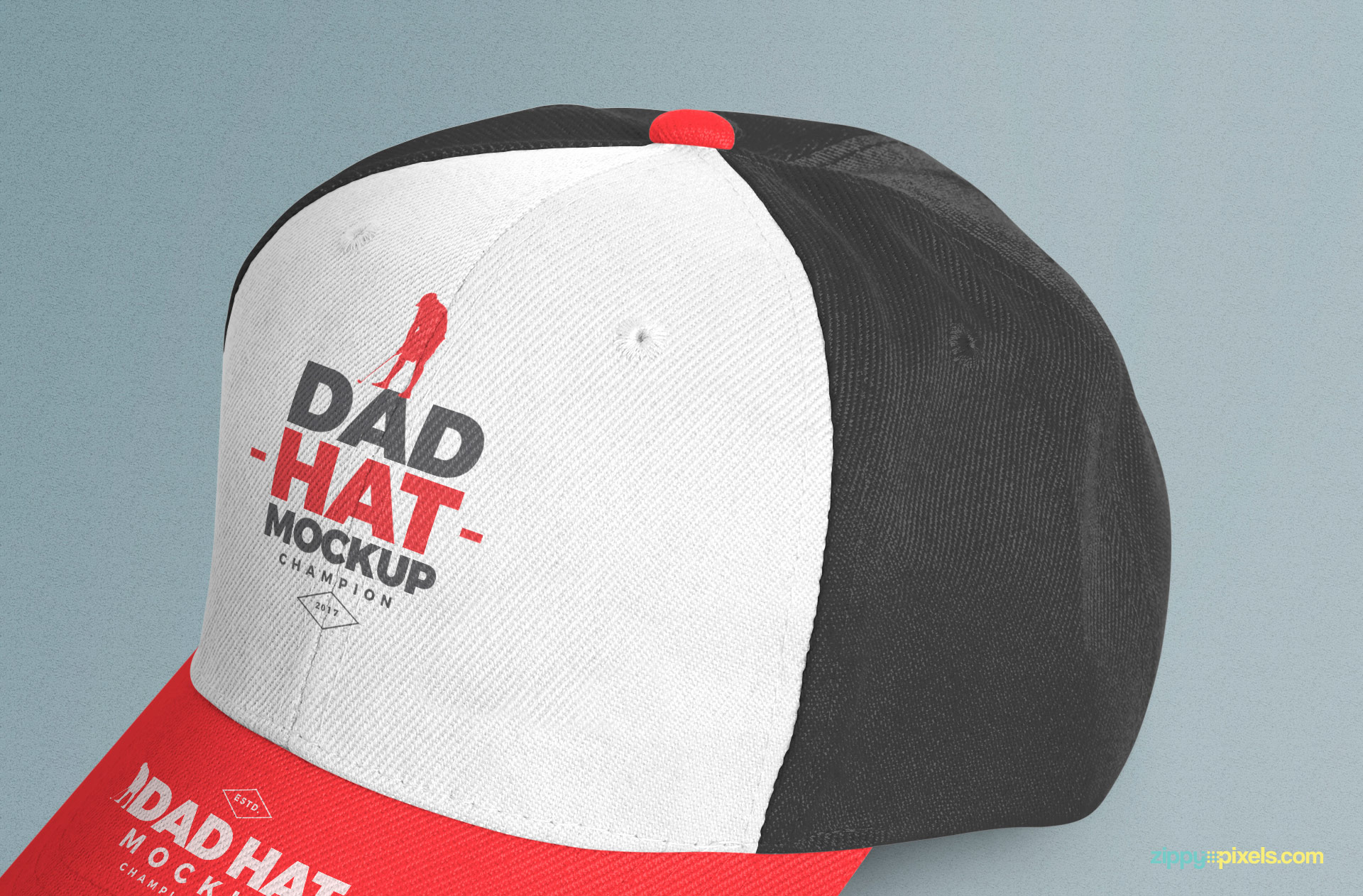 view front panel of free baseball hat mockup