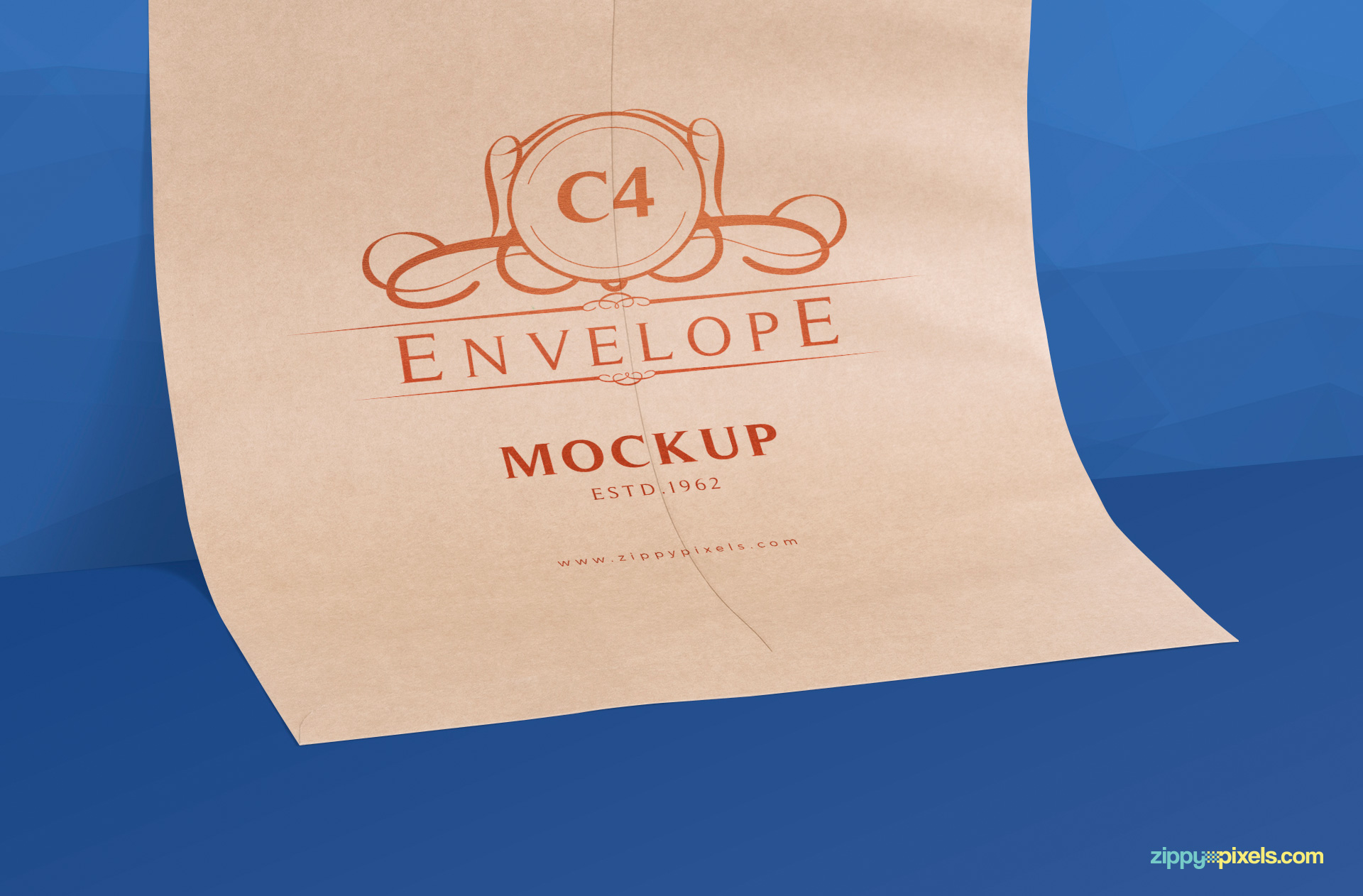 zoom in view of c4 envelope mockup psd free