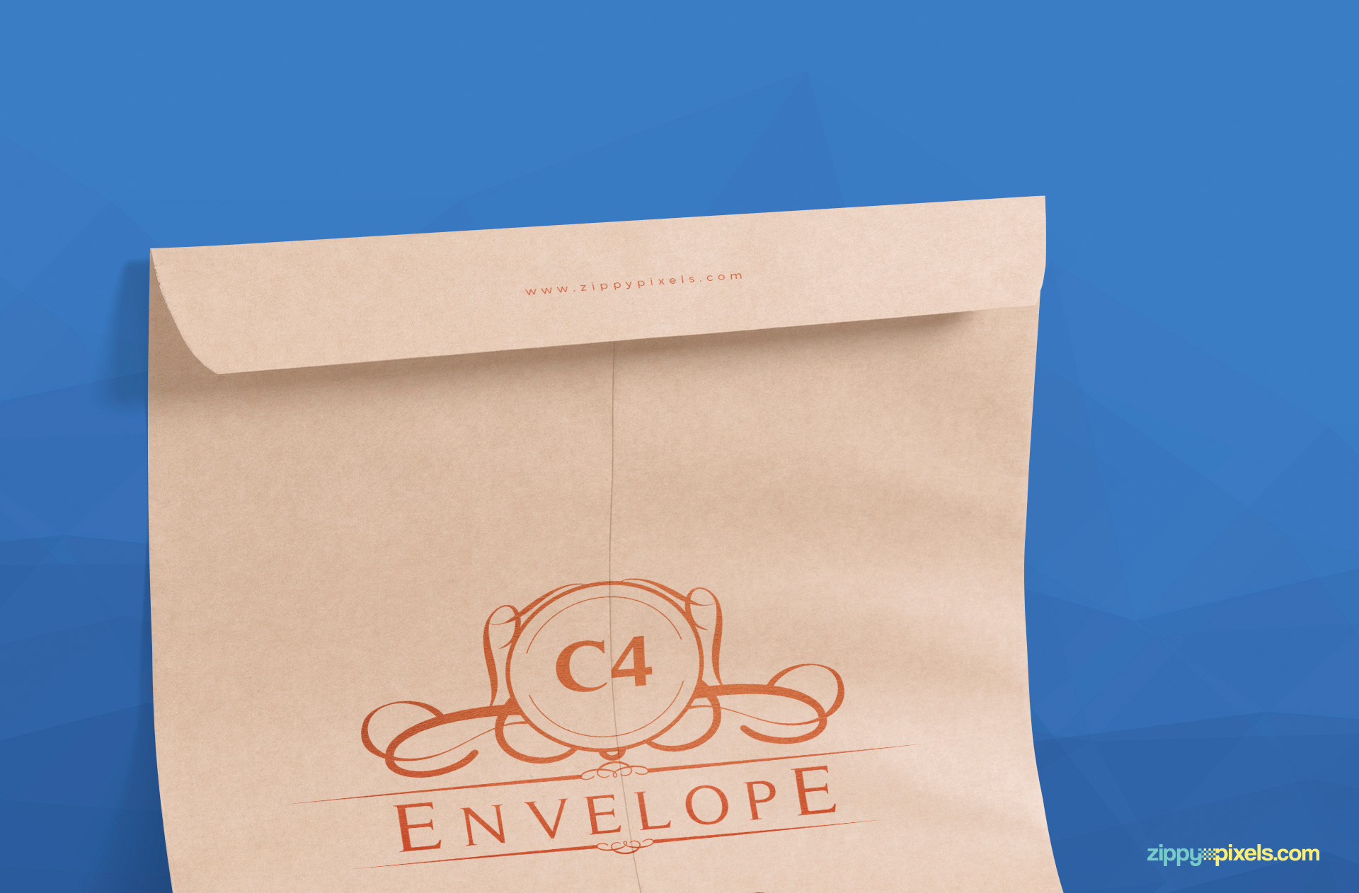 upper portion view of envelope mockup psd