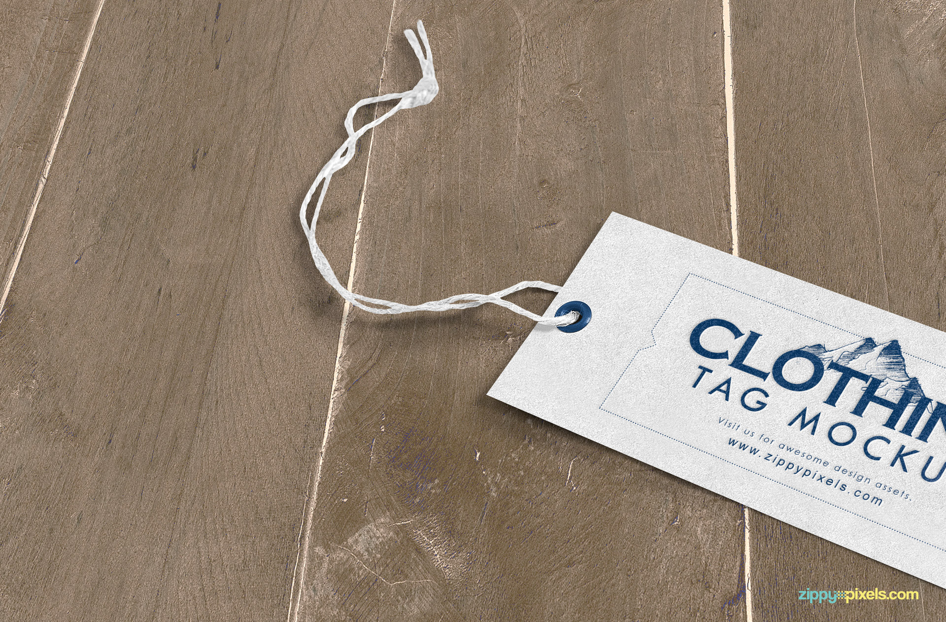 t-shirt tag laying on wooden surface mockup psd file