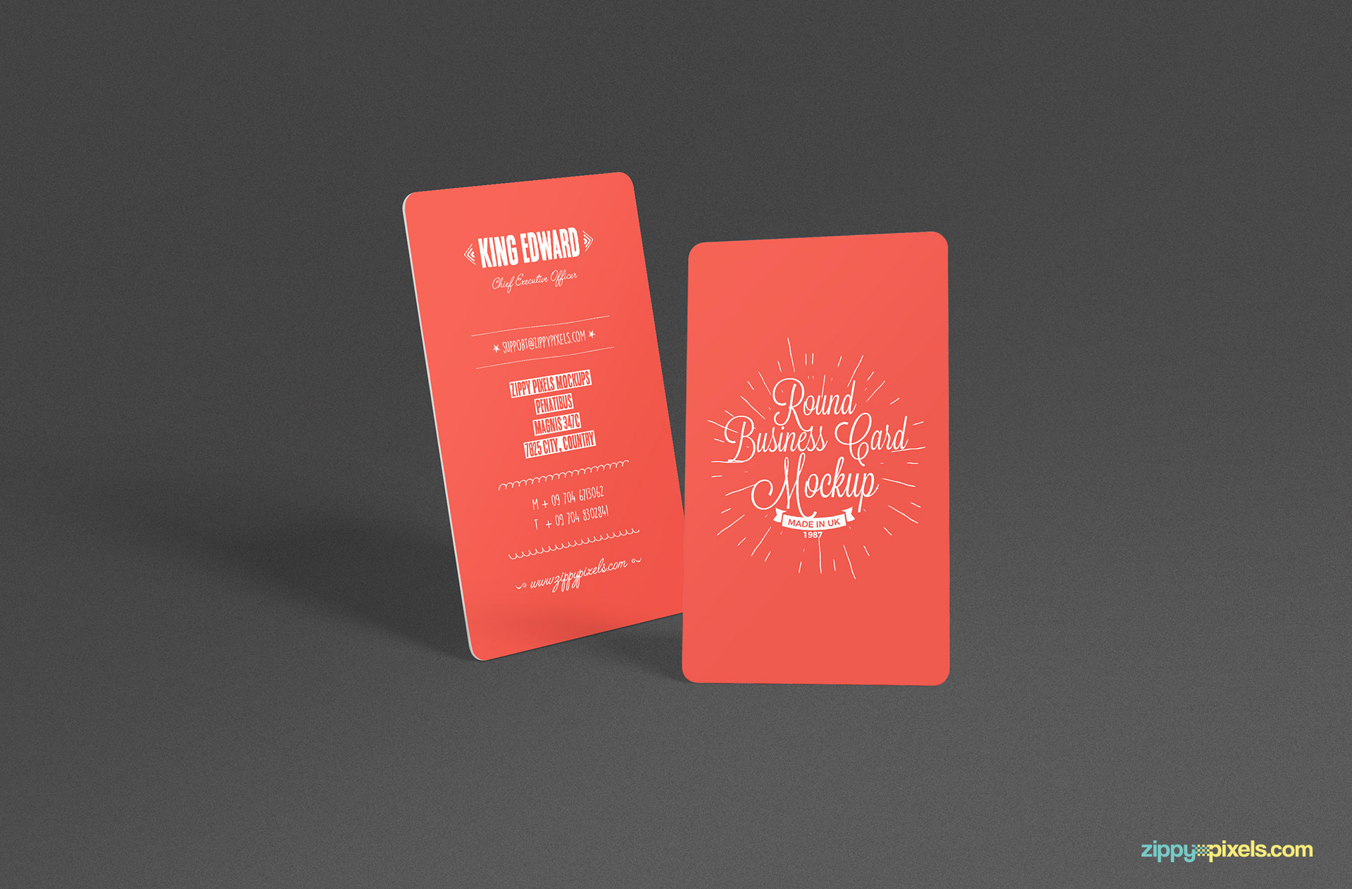 Free round business card mockup with changeable background