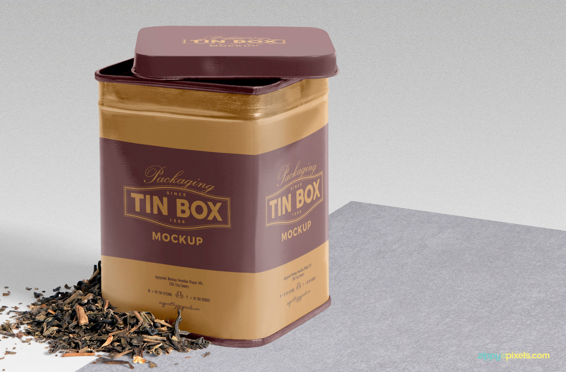 Close up view of free packaging box mockup