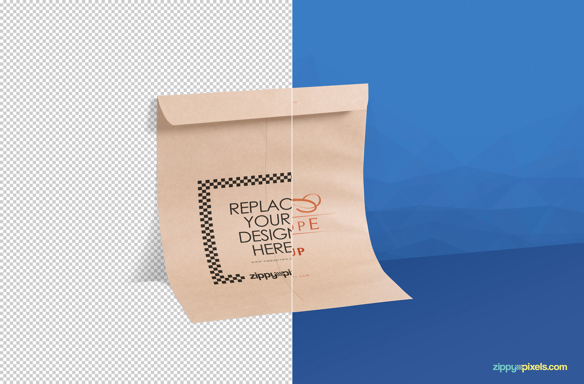 insert design in fully customizable envelope mockup psd