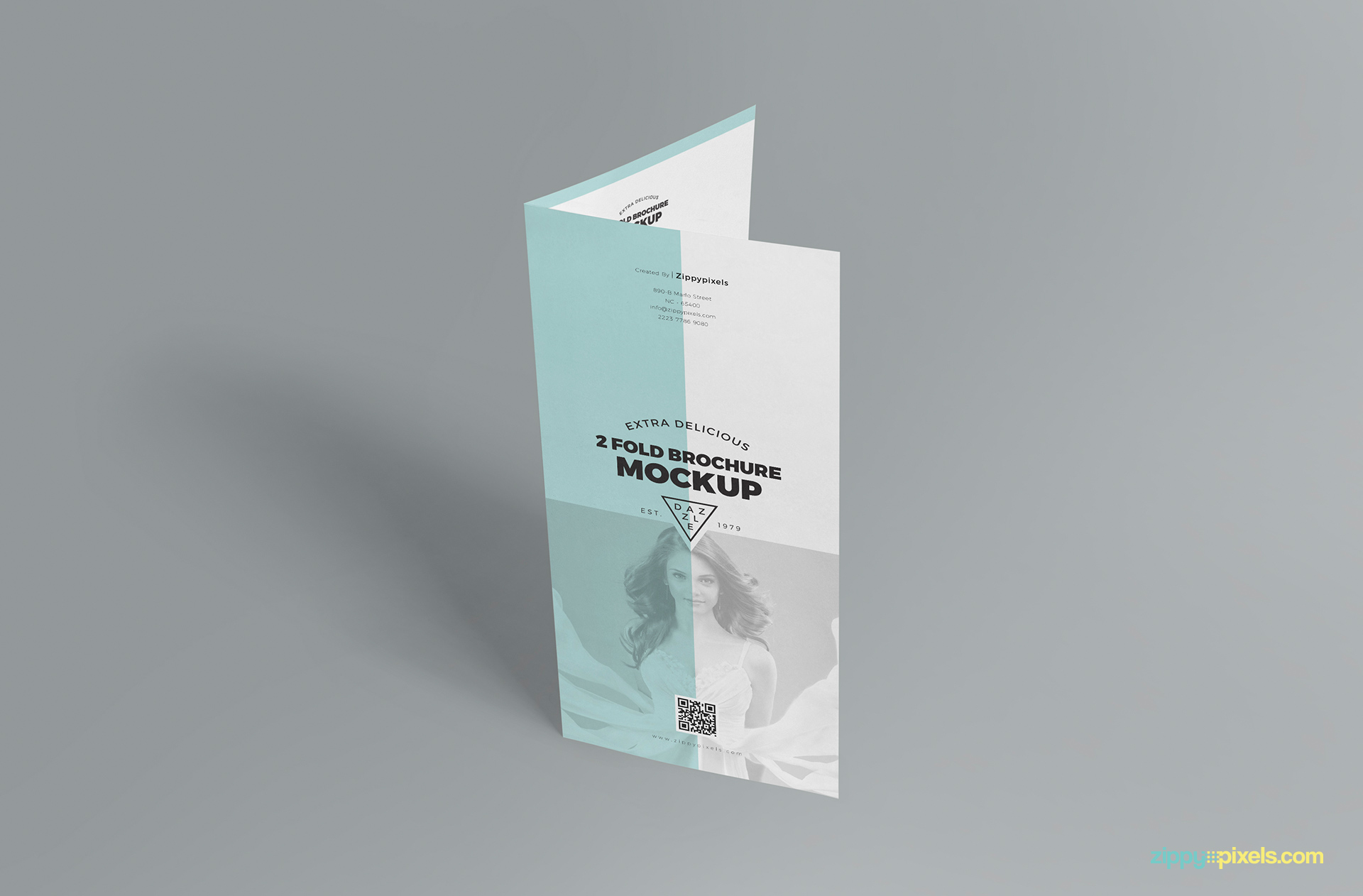 two fold brochure mockup placed vertically