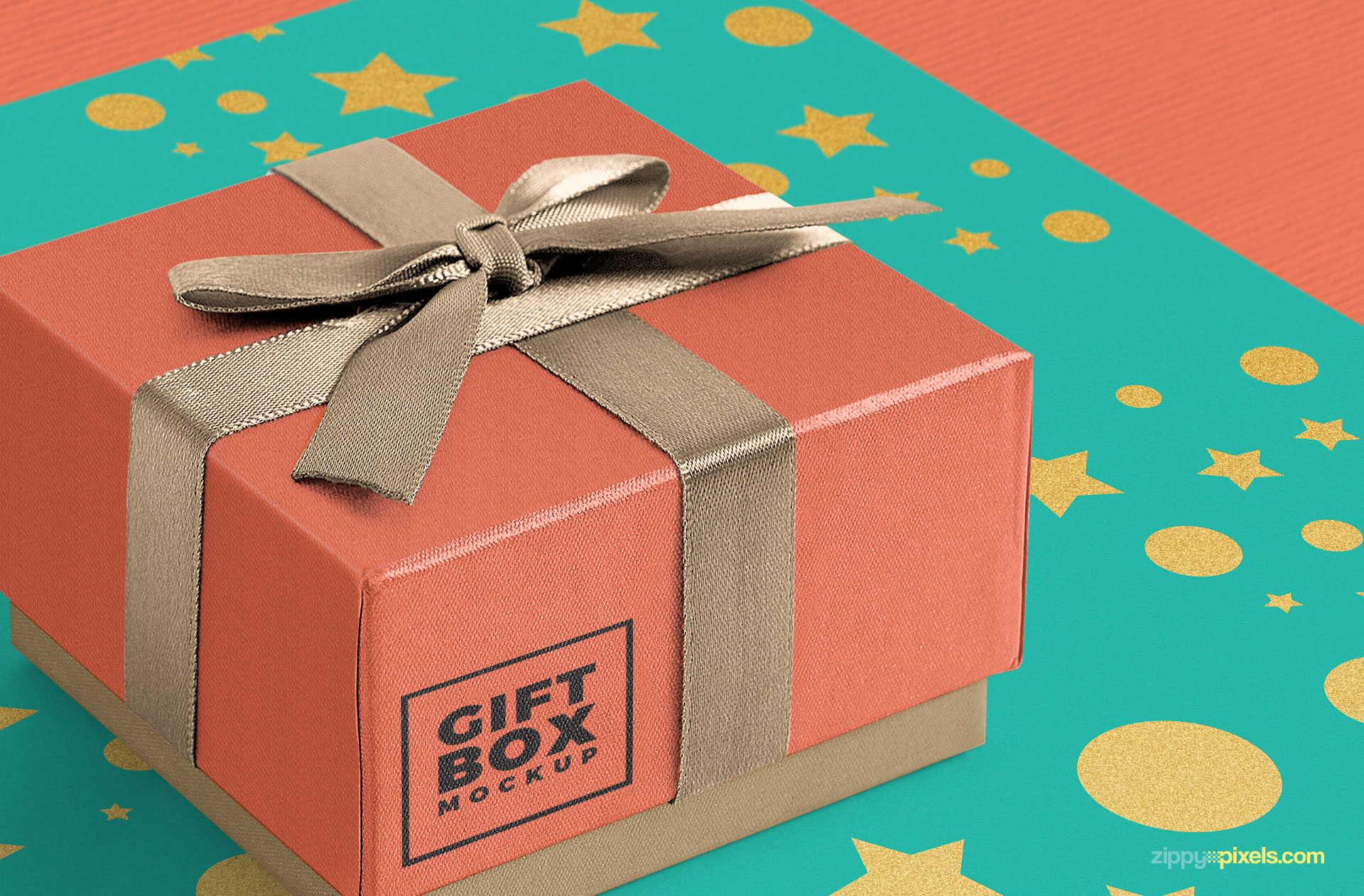 close up view of free gift box mockup photoshop design file