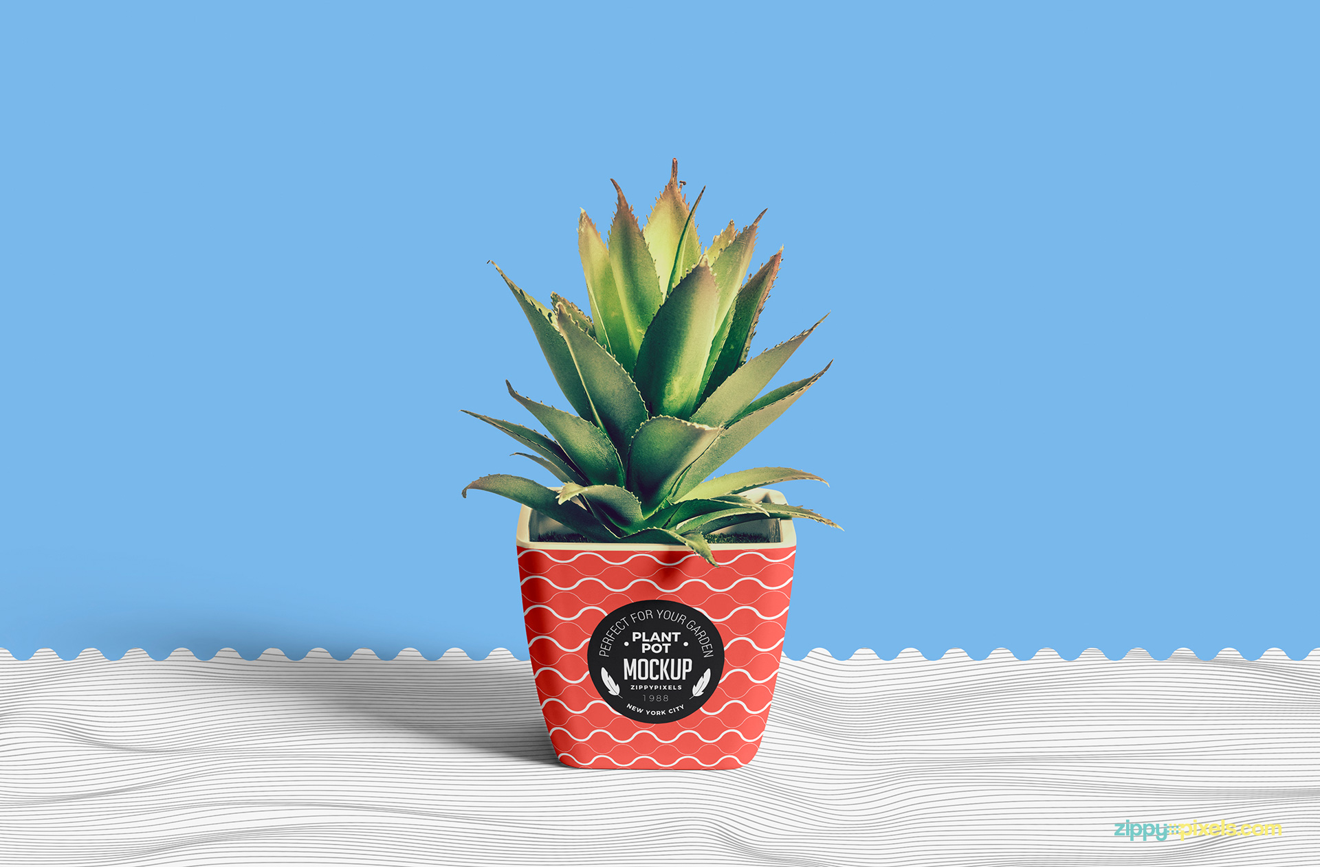 Use smart object to change the design of this free pot mockup.