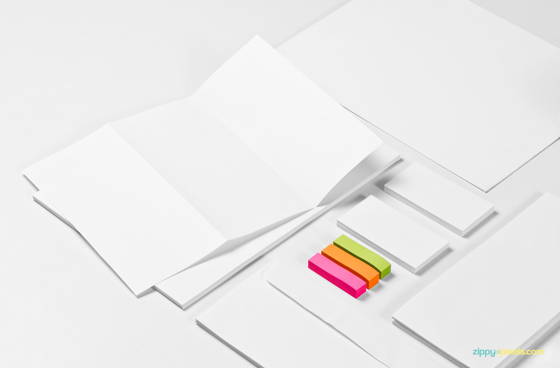 Use Adobe Photoshop to edit every single part of this Free Stationery mockup Scene.