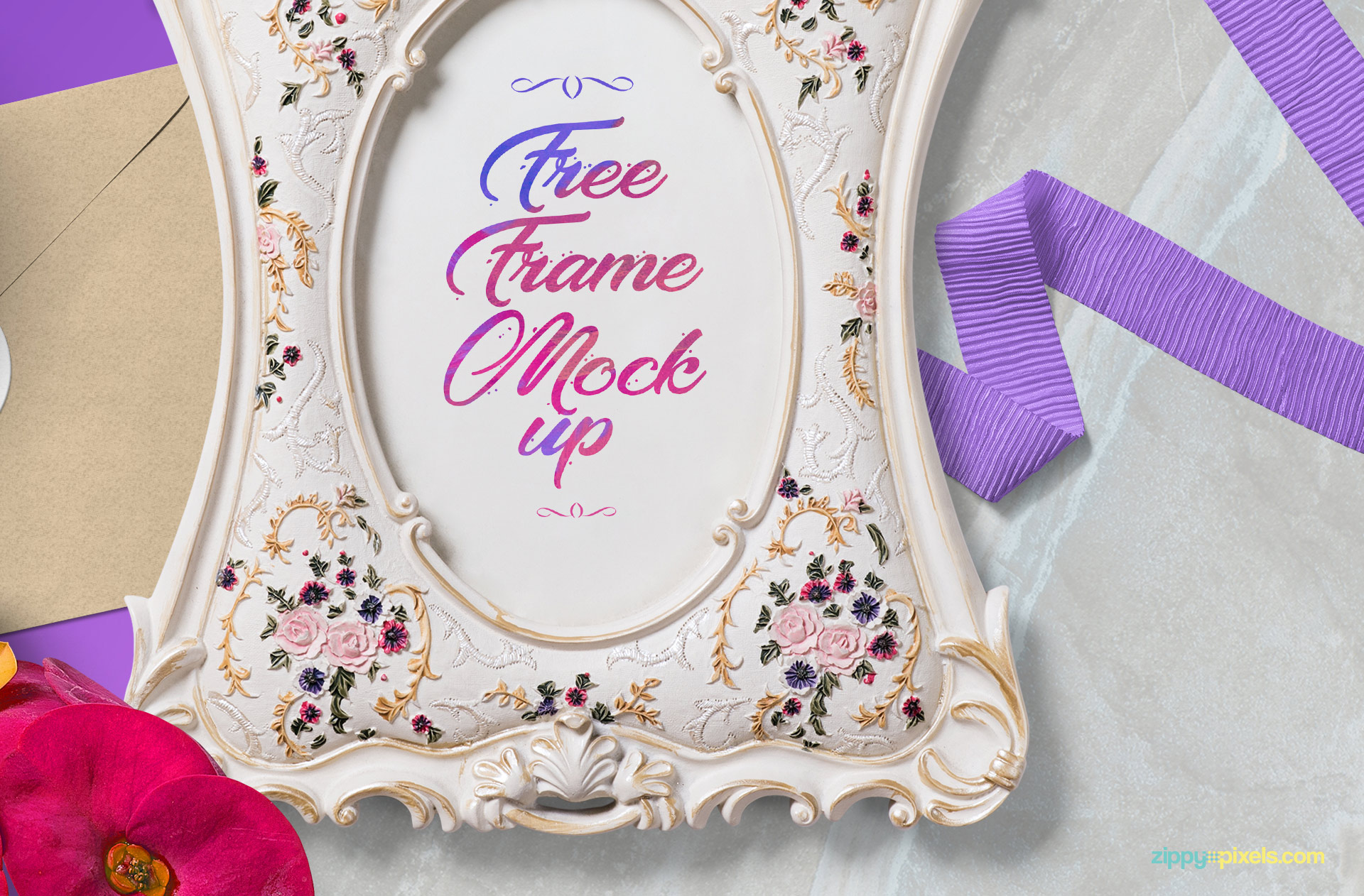 Beautiful free picture frame mockup with smart object option.