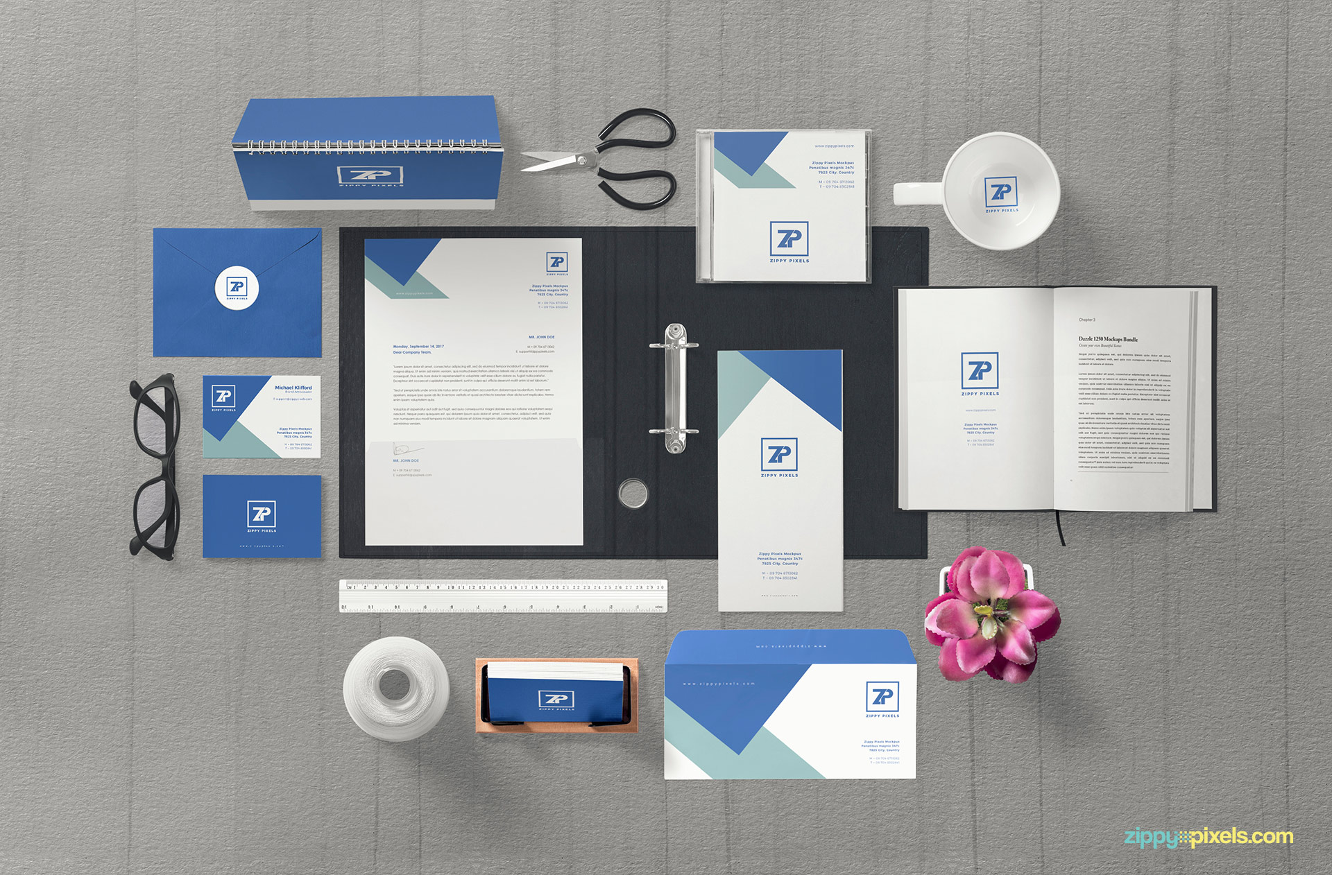 Full customizable free corporate identity mockup PSD.