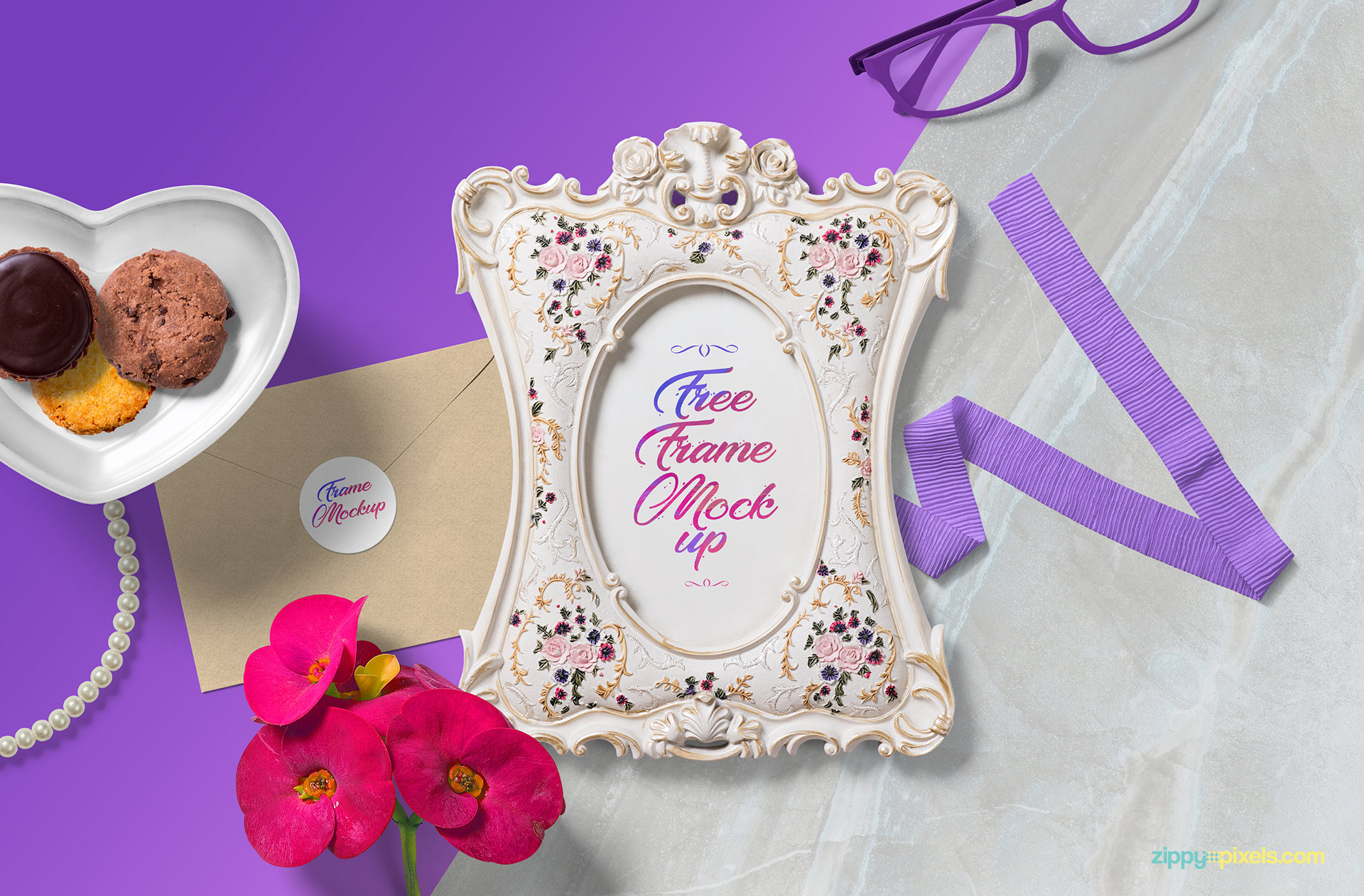 Gorgeously designed free picture frame mockup scene.