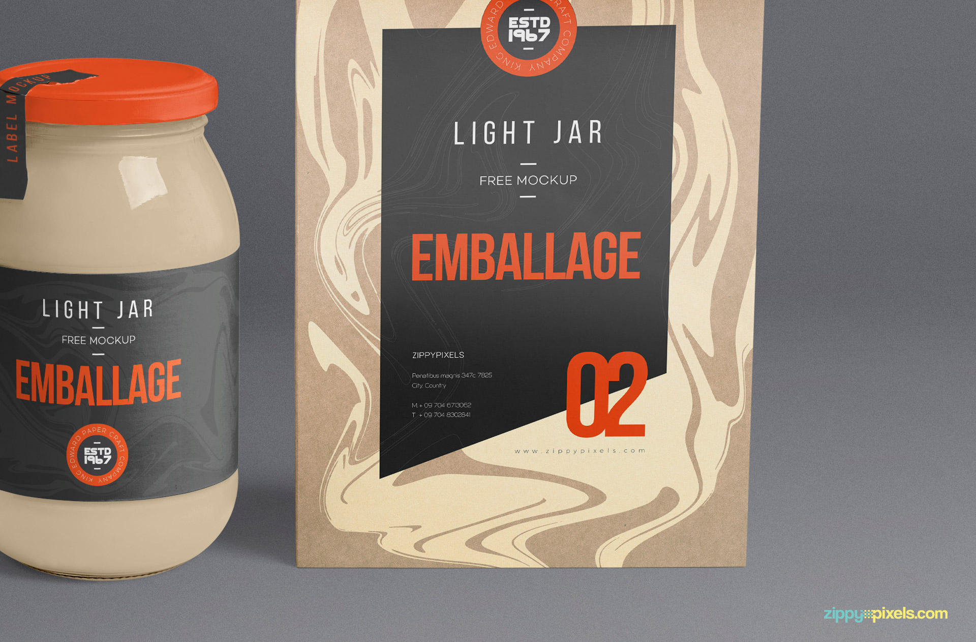 The glass jar and packaging bag both have separate smart objects for design insertion.