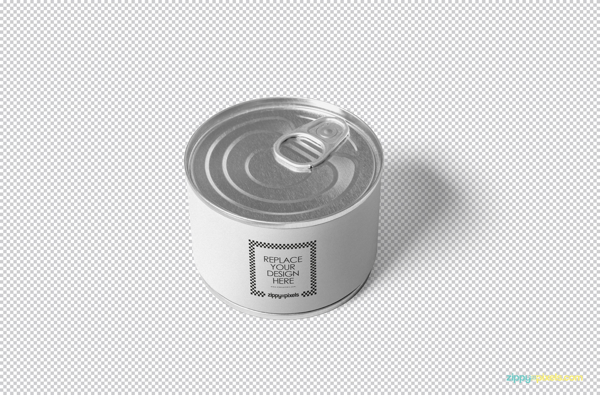 Editable PSD of the tin packaging mockup.