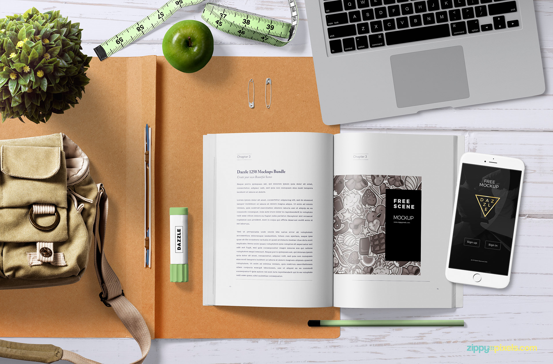 Fully customizable book mock up free scene.