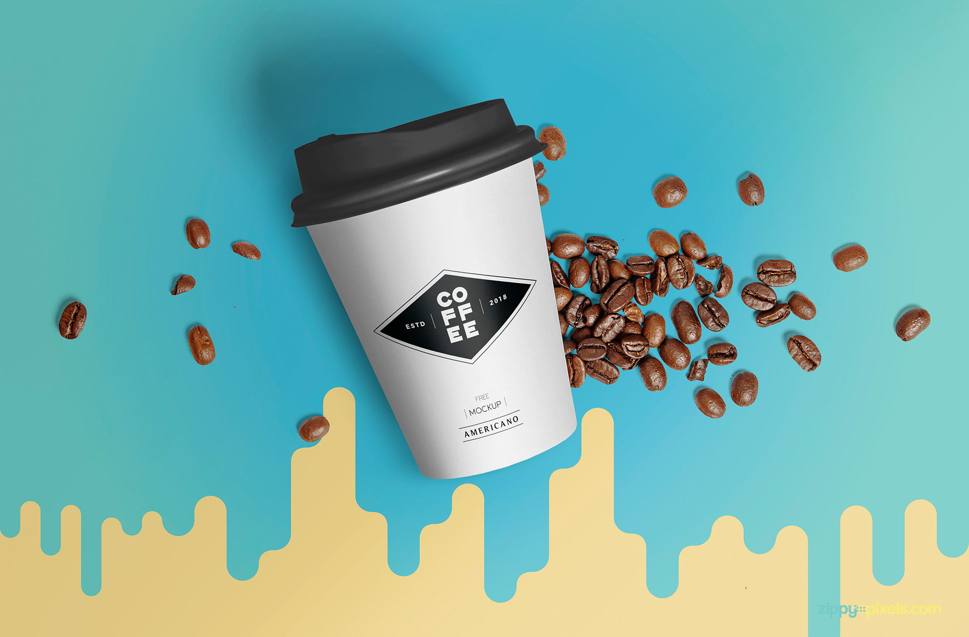 Fully customizable paper cup mockup.