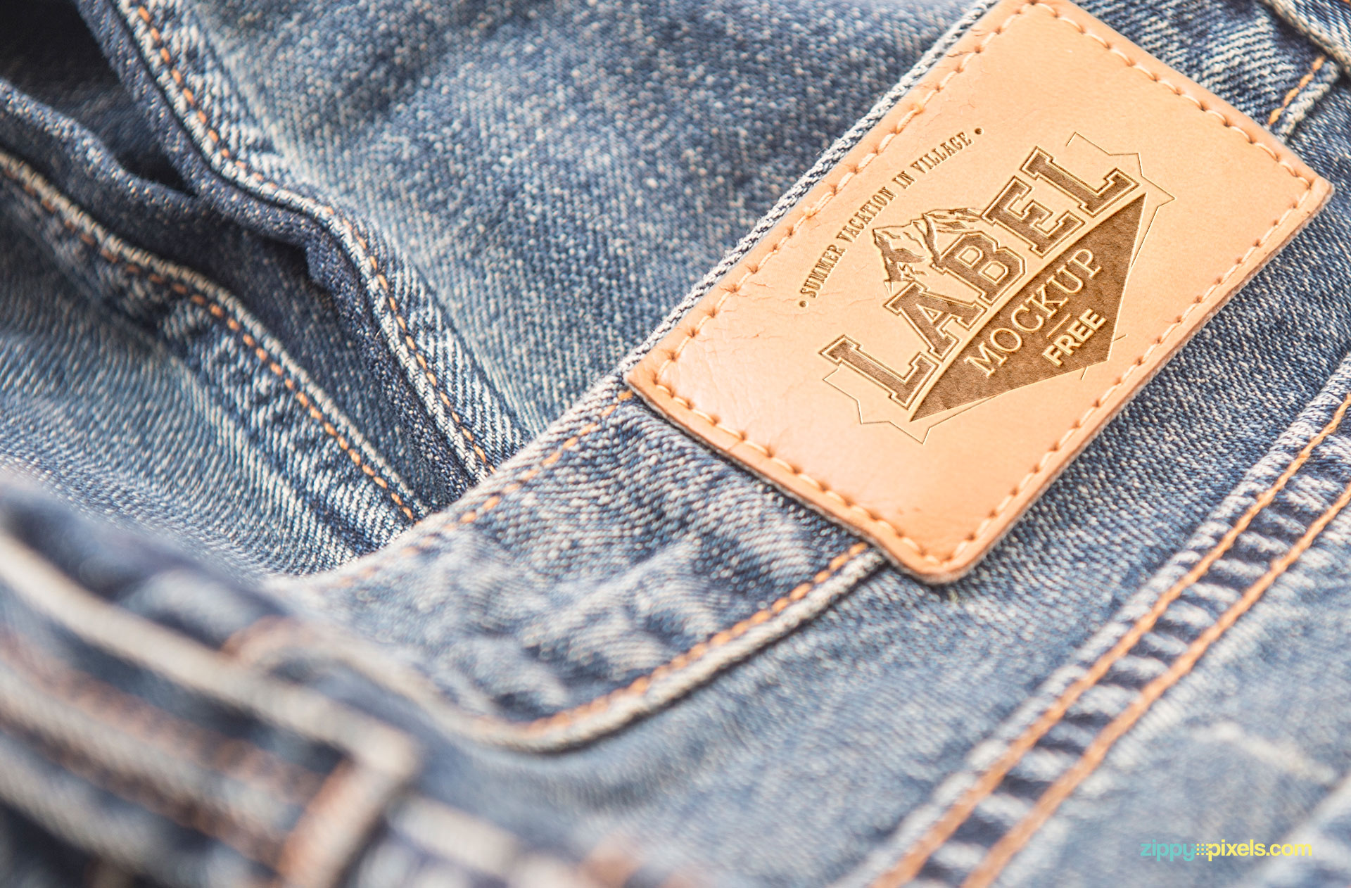 Leather material of the jeans label.