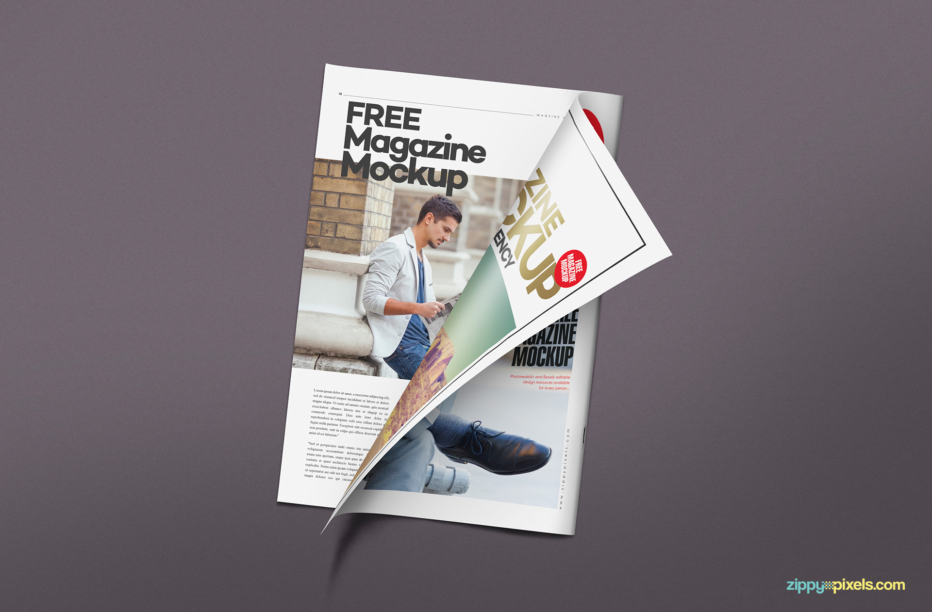 Amazingly designed magazine mockup PSD free.