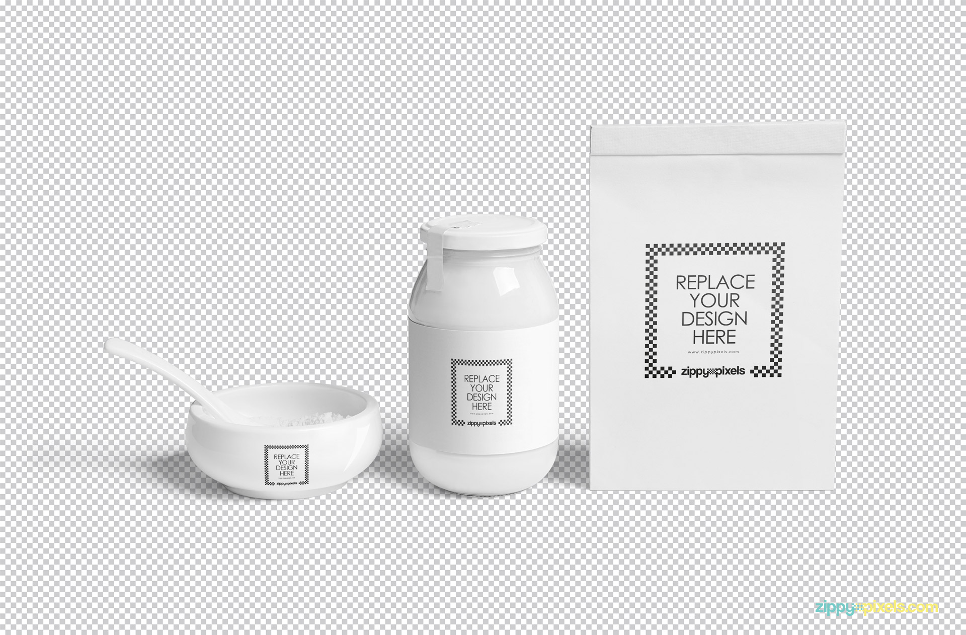 Use Adobe Photoshop to edit every single part of this free jar mockup.