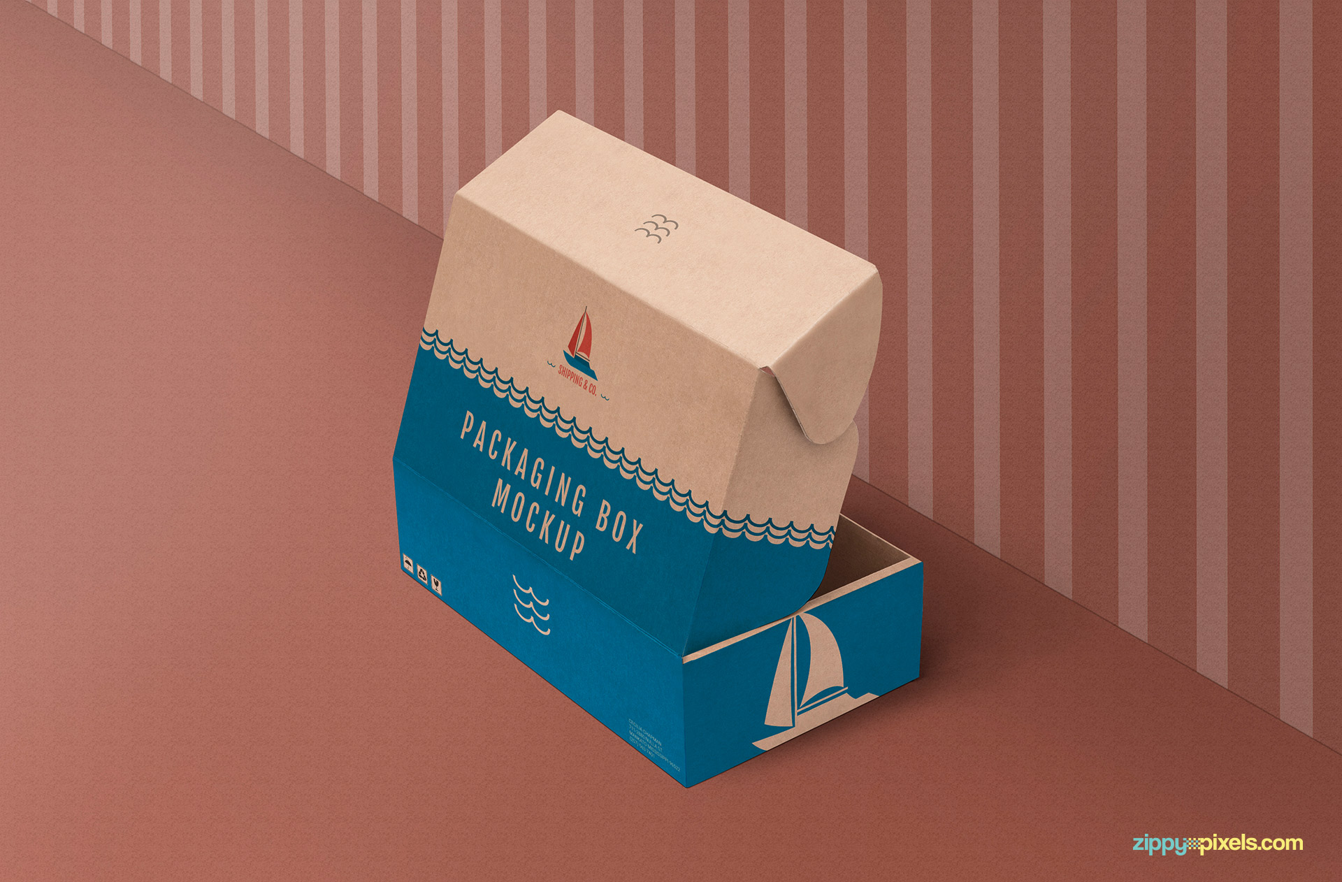 All visible sides of this kraft box mockup are customizable.