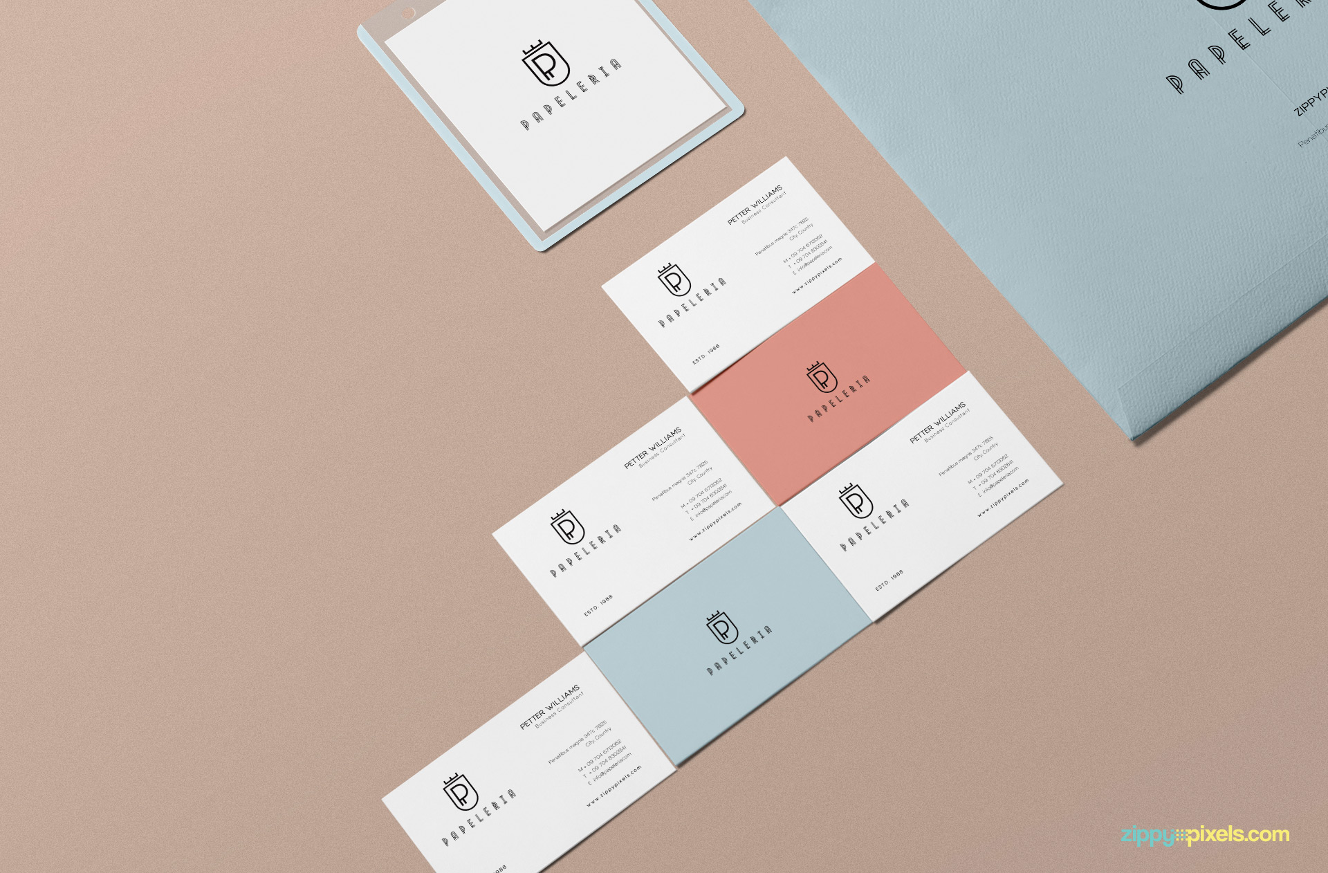 6 beautiful business cards mockup.