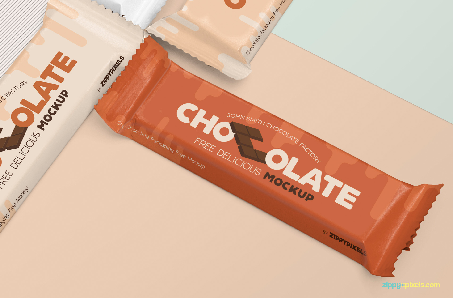 Free chocolate bar mockup.