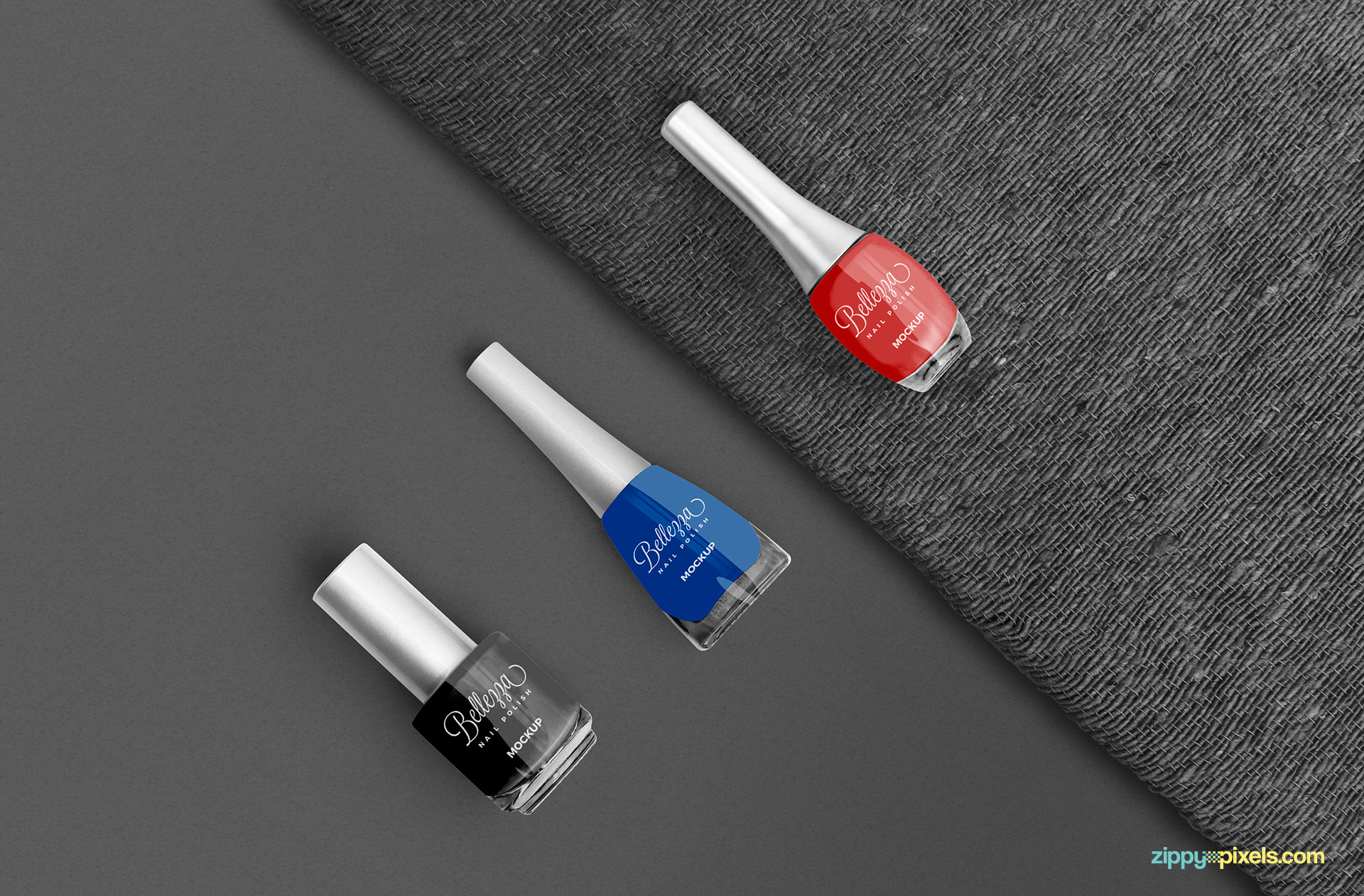 Customizable jute background of nail polish mockup.