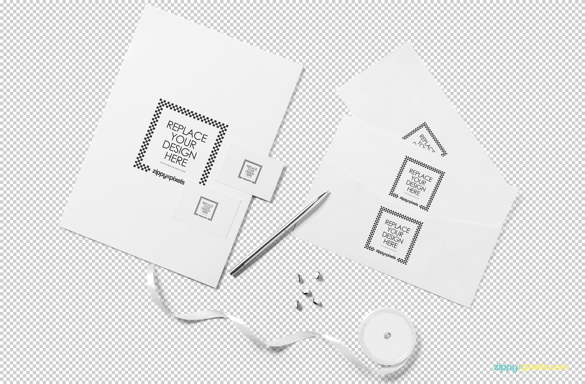 Photoshop to customize this free stationery mockup scene.