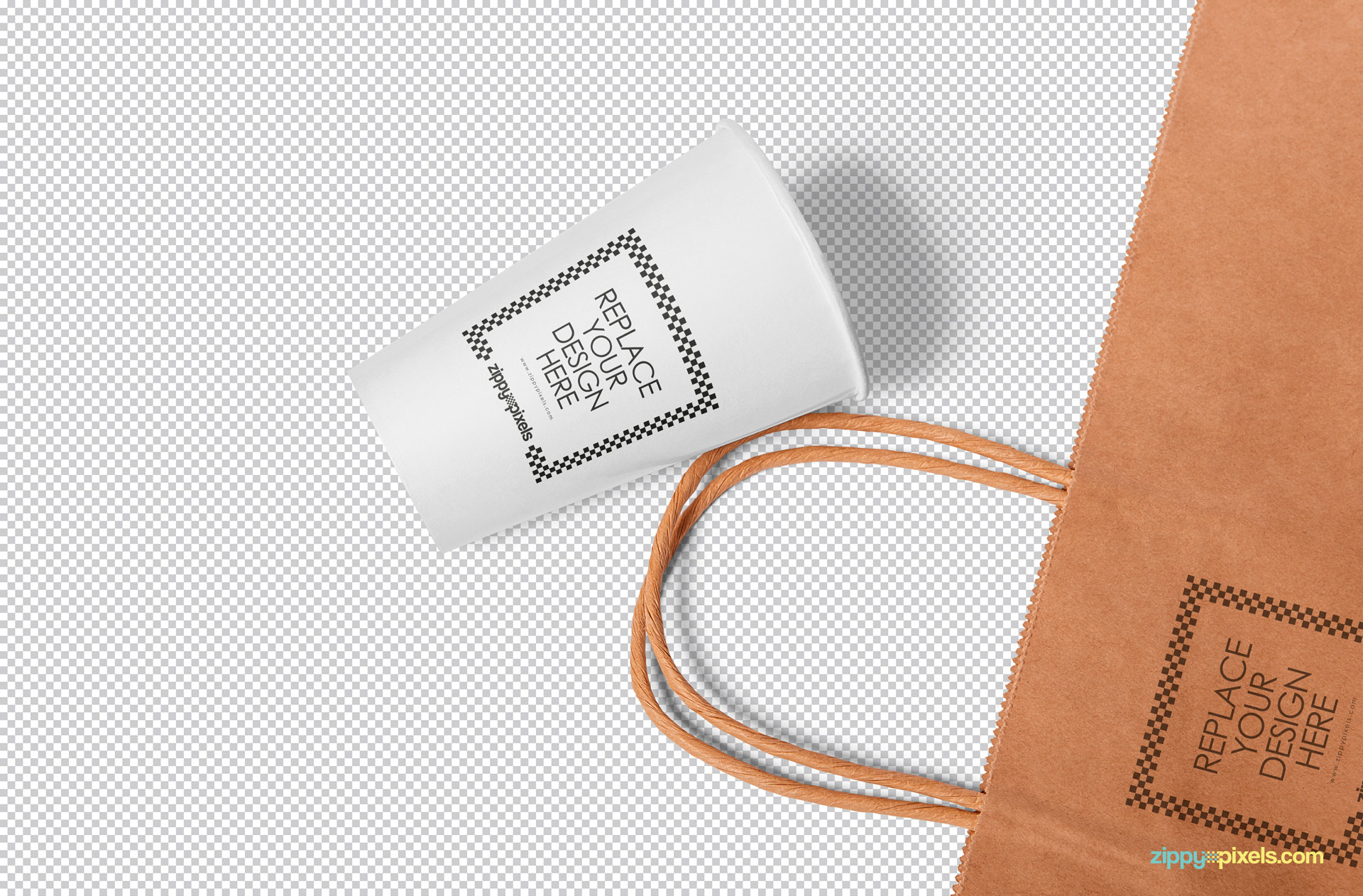 Smart object option to replace the design of this paper cup mockup PSD.