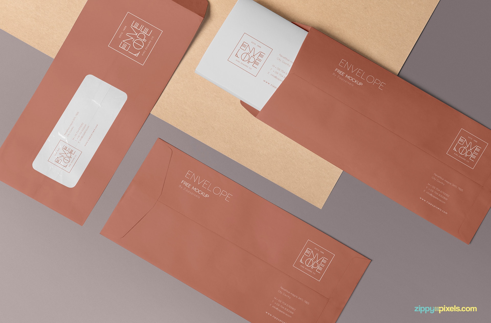 Fully customizable envelope mockup scene.