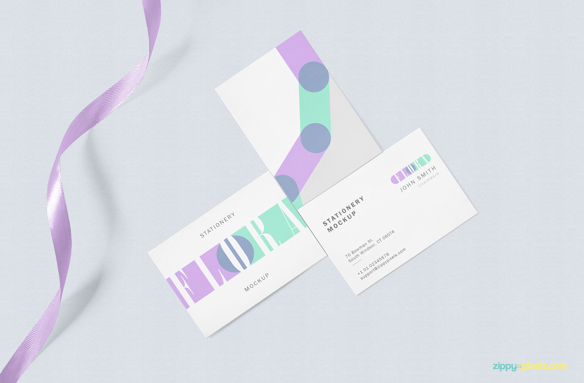 Free business card mock up scene.