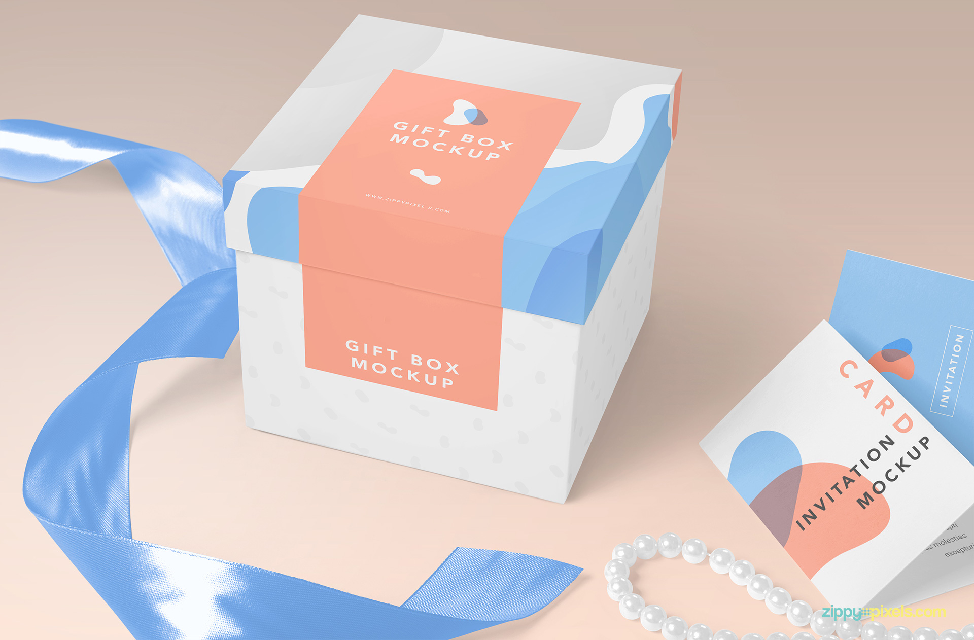 Easy to edit gift box mockup scene.