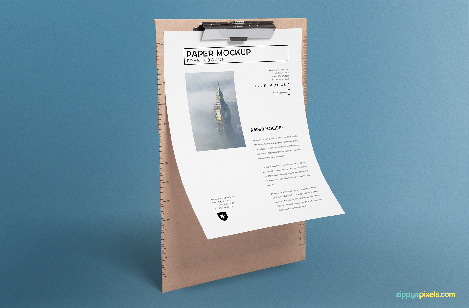 Free paper mockup in standing position.