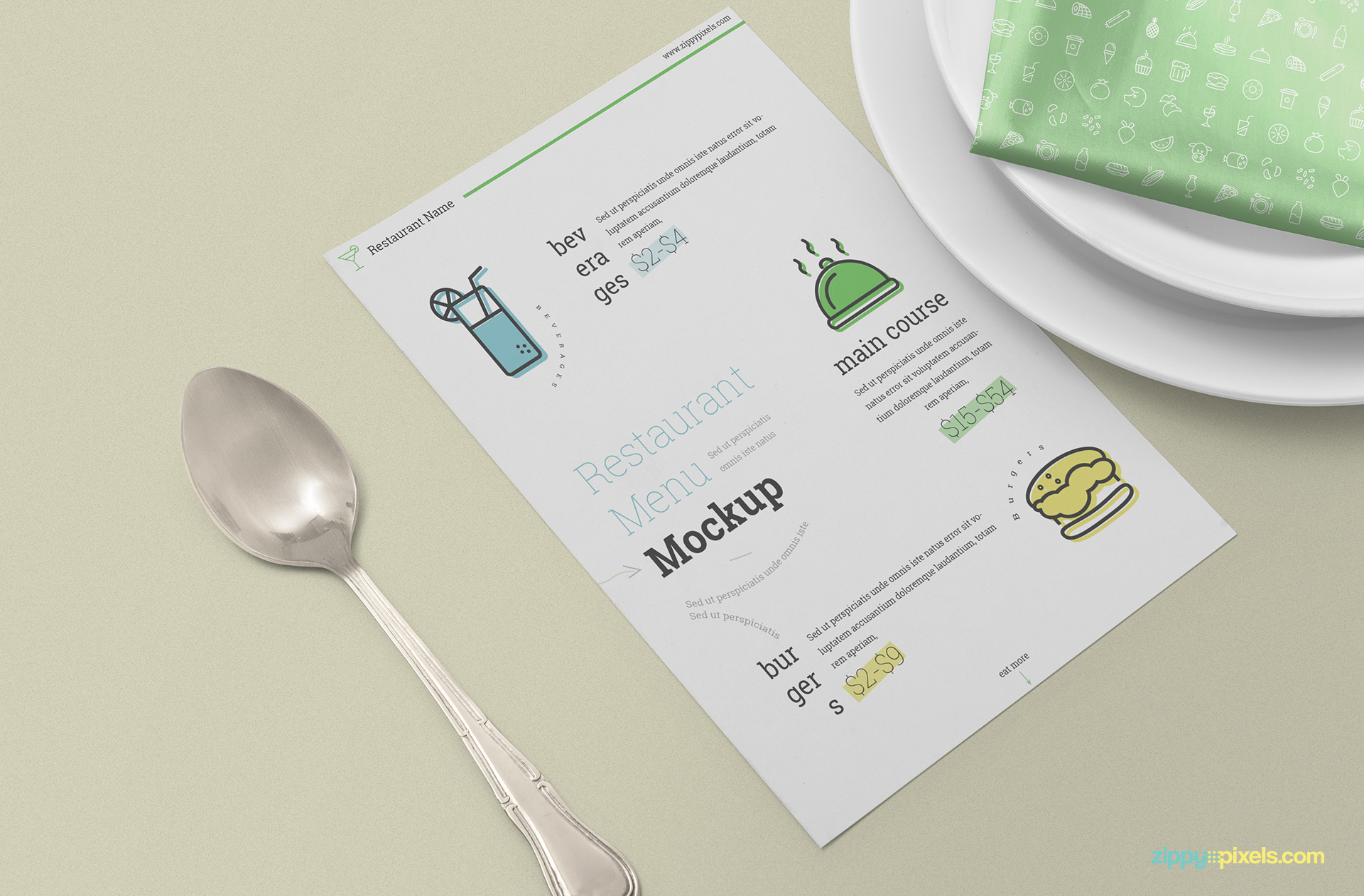Free Restaurant Menu Card Mockup