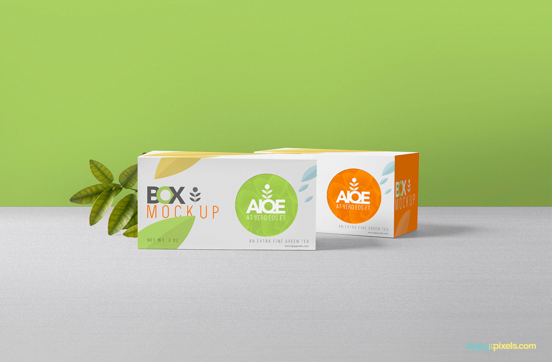 Fully customizable tea packaging mockup.