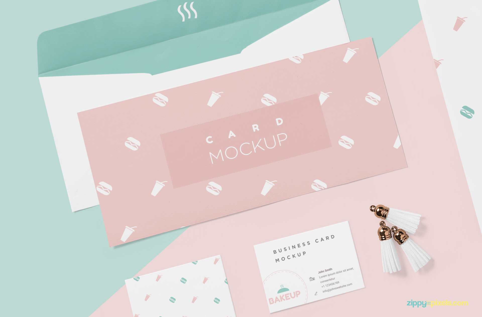 Free invitation card mockup with customizable envelope.