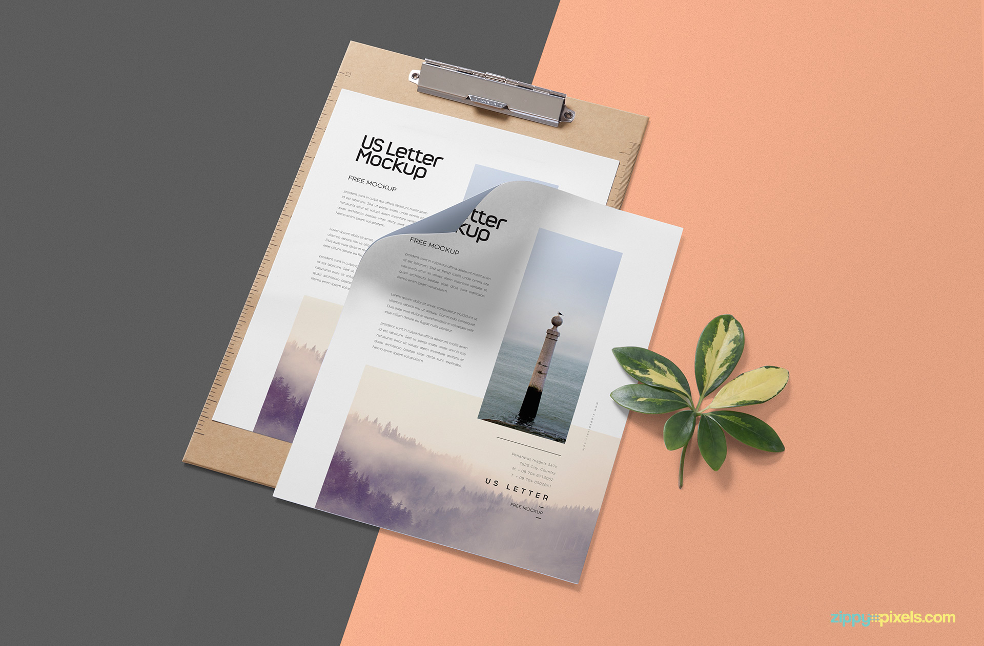 Free paper mockup with a clipboard.